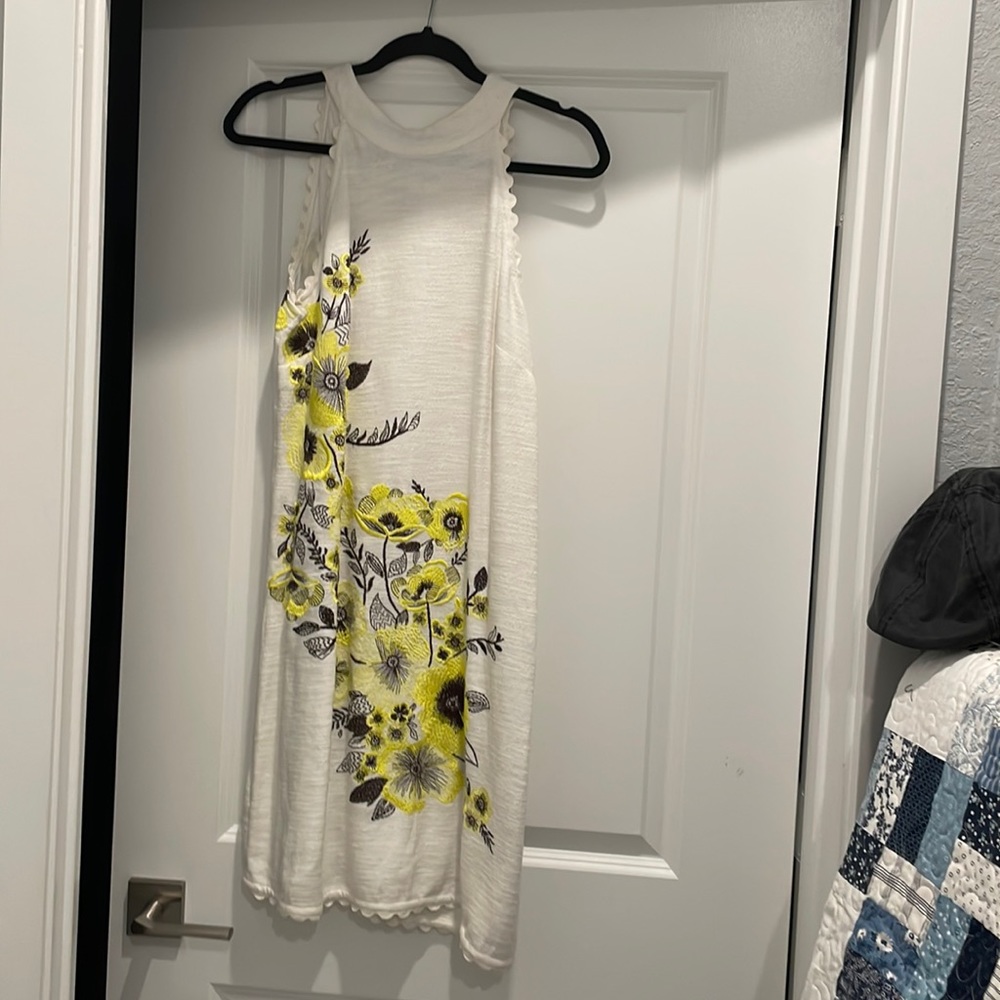 High neck embroidered anthropology dress